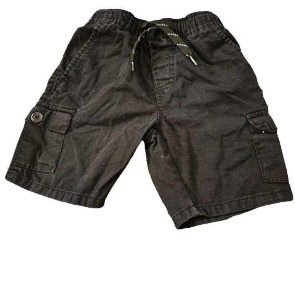Canyon Club Boys Black 100% Cotton Pockets Drawstring Cargo Shorts Size 5